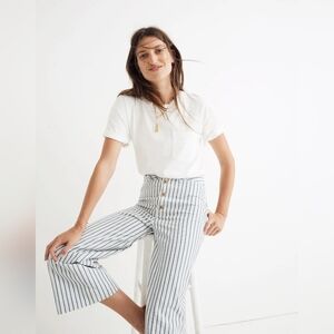 Madewell Emmett Wide Leg Crop Pants In Stripe Button Front Edition High Rise 32